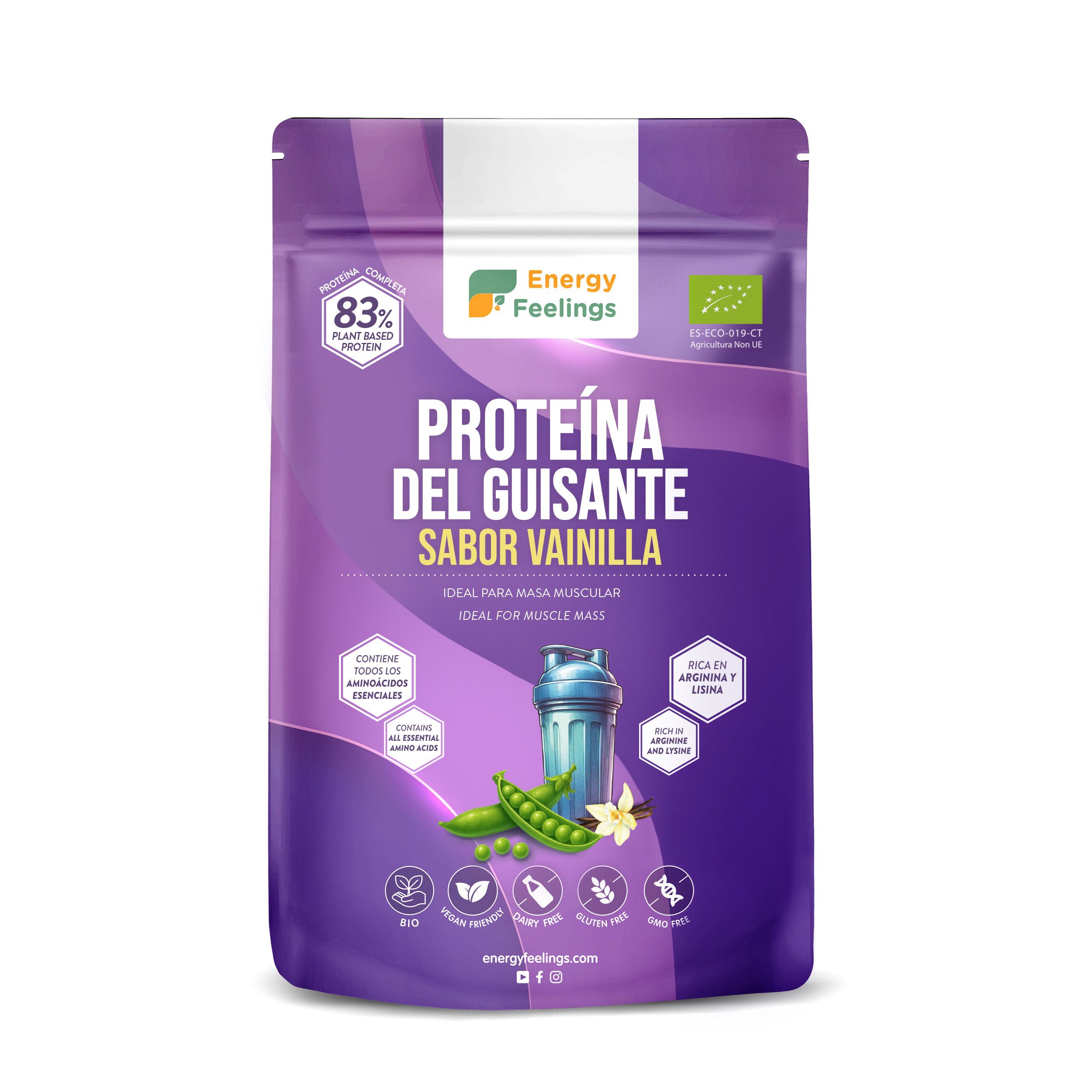 Proteina guisante sabor vainilla 500g front 8436565927513