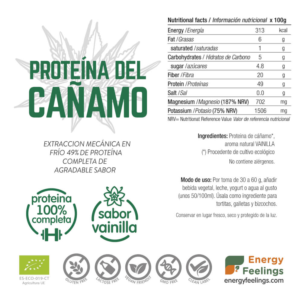 PROTEINA CANAMO sabor vainilla info 8436565923751